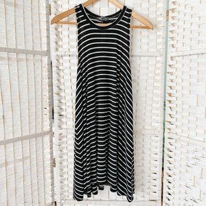 billabong black & white striped tank dress, small